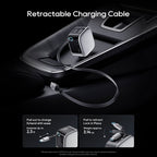 CUKTECH 10 100W 3 Port Car Charger w/ Retractable USB-C Cable