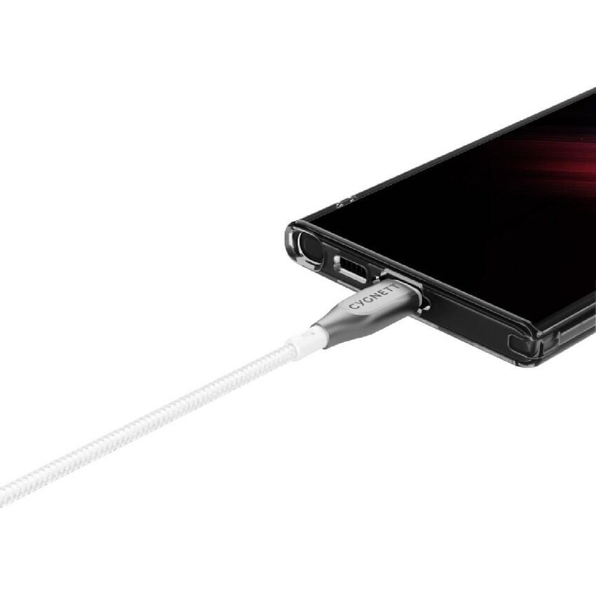 Cygnett Armoured 1m USB-C to USB-A Cable (White)