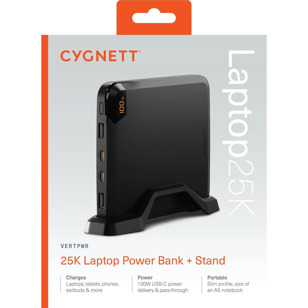Cygnett ChargeUp 25K Laptop Power Bank with Stand (Obsidian)