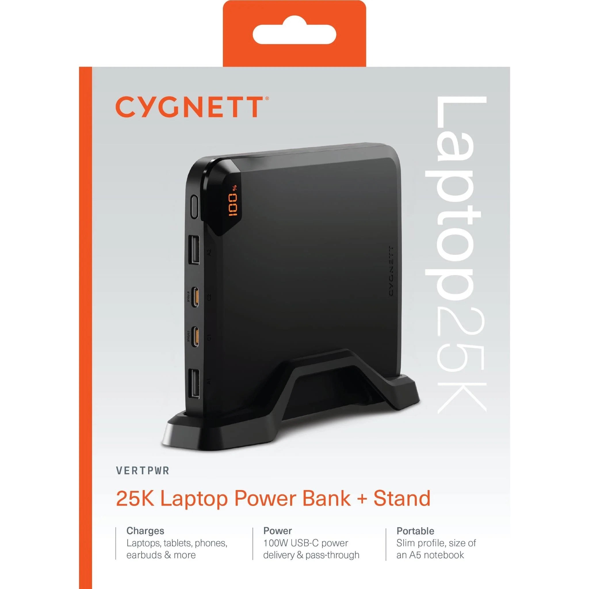 Cygnett ChargeUp 25K Laptop Power Bank with Stand (Obsidian)