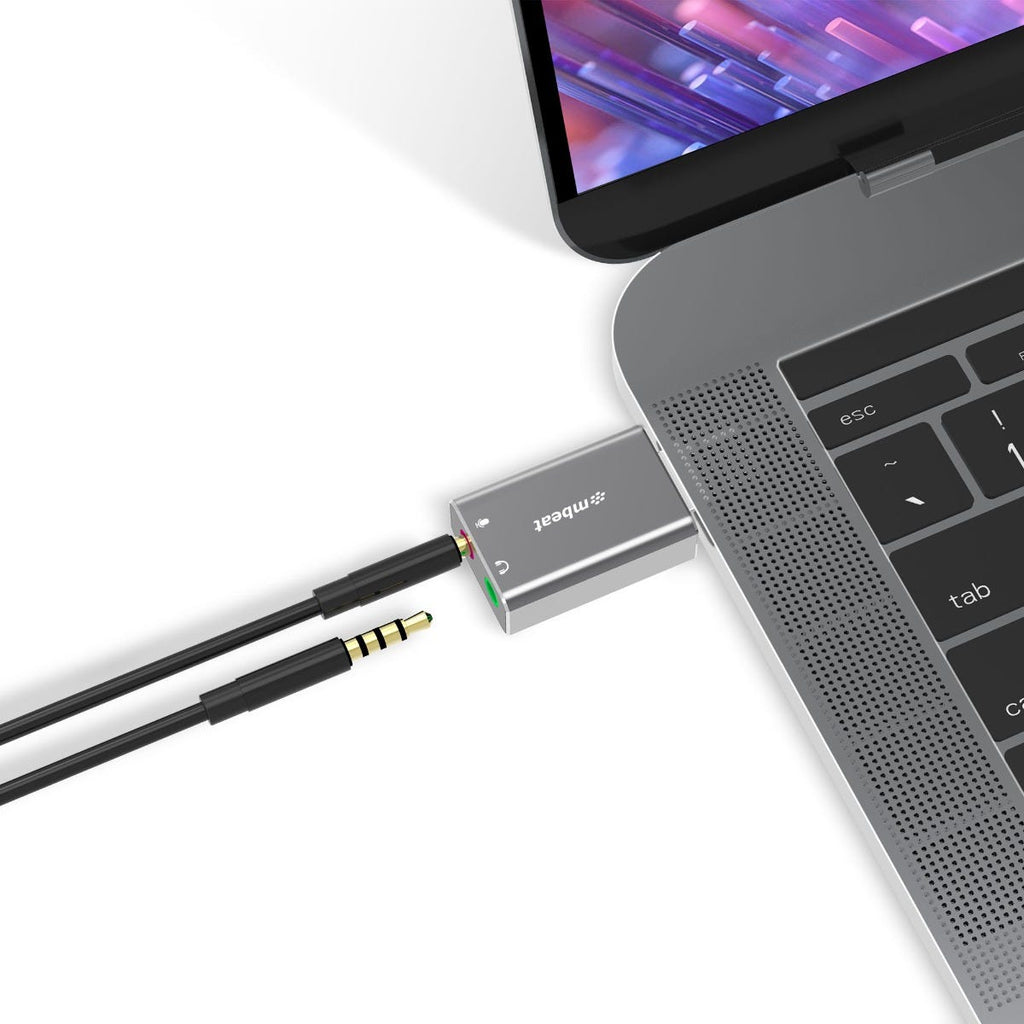 Mbeat Elite USB to 3.5mm Audio and Microphone Adapter (Space Grey)