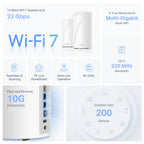 TP-Link Deco BE85 BE22000 Tri-Band Mesh WiFi7 System (3 Pack)