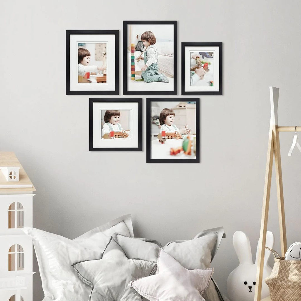 Deluxe Gallery Photo Wall Frame Set H - 5 Frames - Black