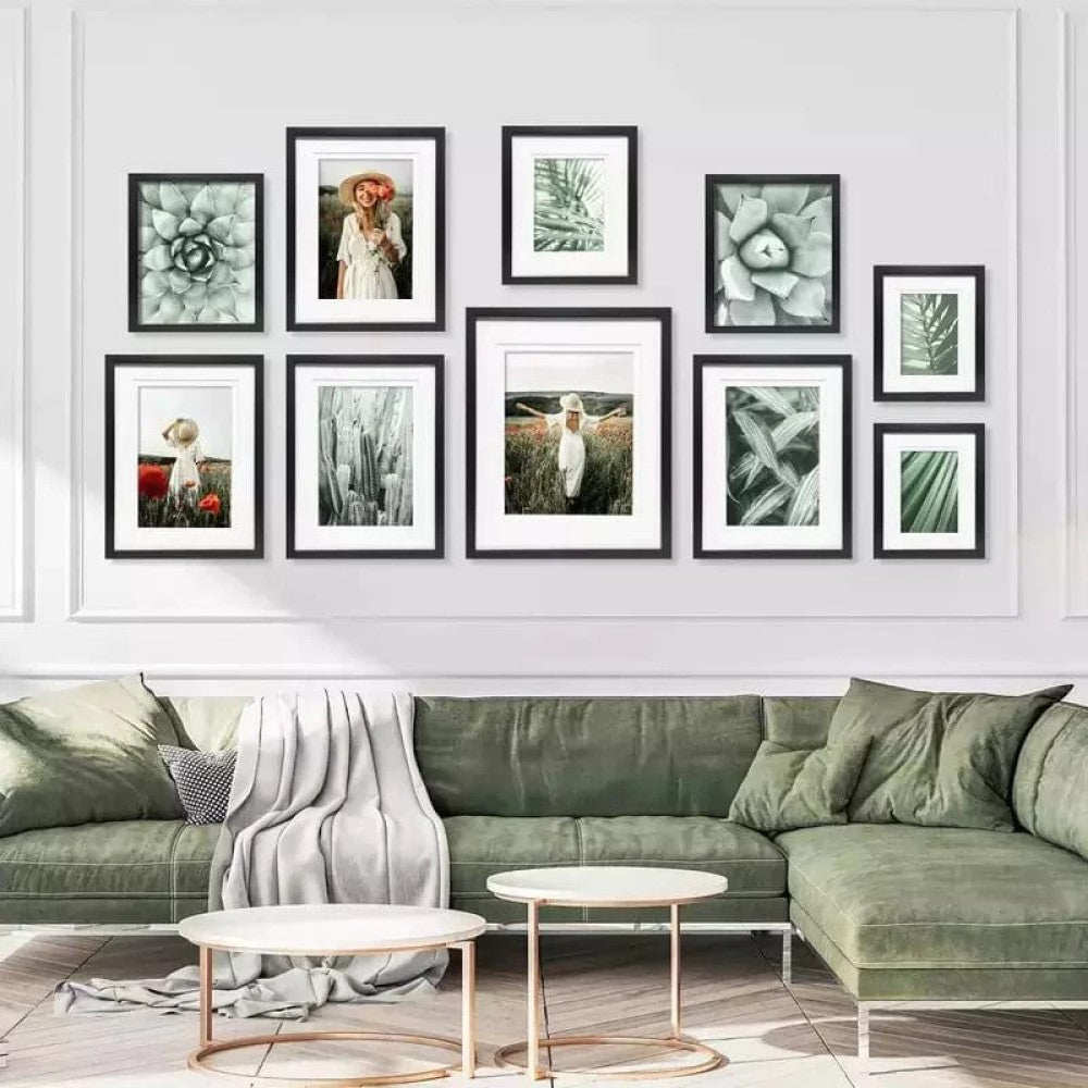 Deluxe Gallery Photo Wall Frame Set F - 10 Frames - Black