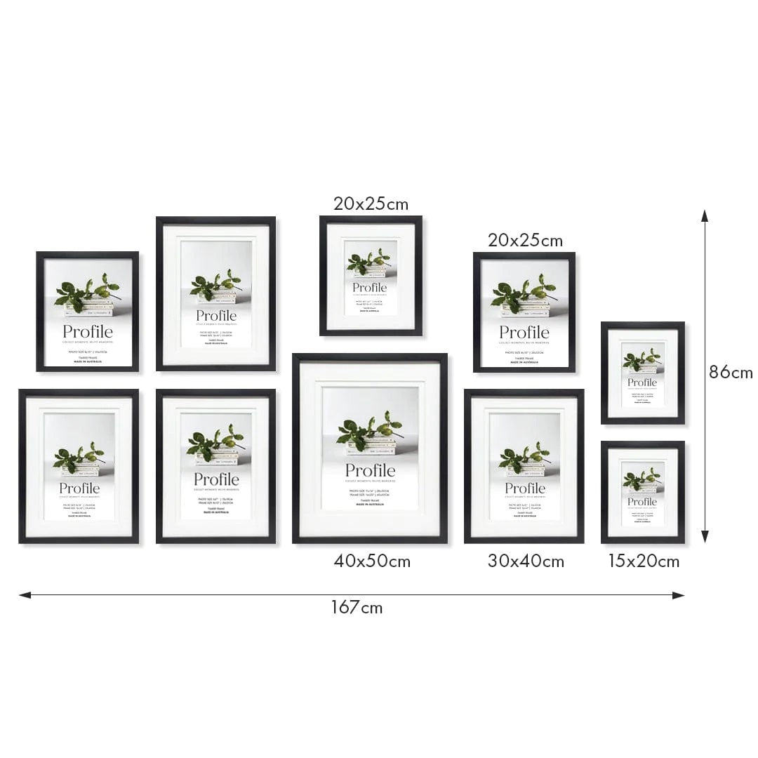 Deluxe Gallery Photo Wall Frame Set F - 10 Frames - Stone Ash