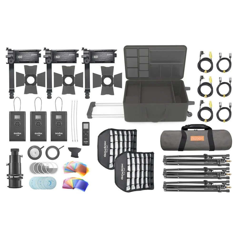 Godox Focusing LED S60Bi Bi-Colour 3 Head Kit 