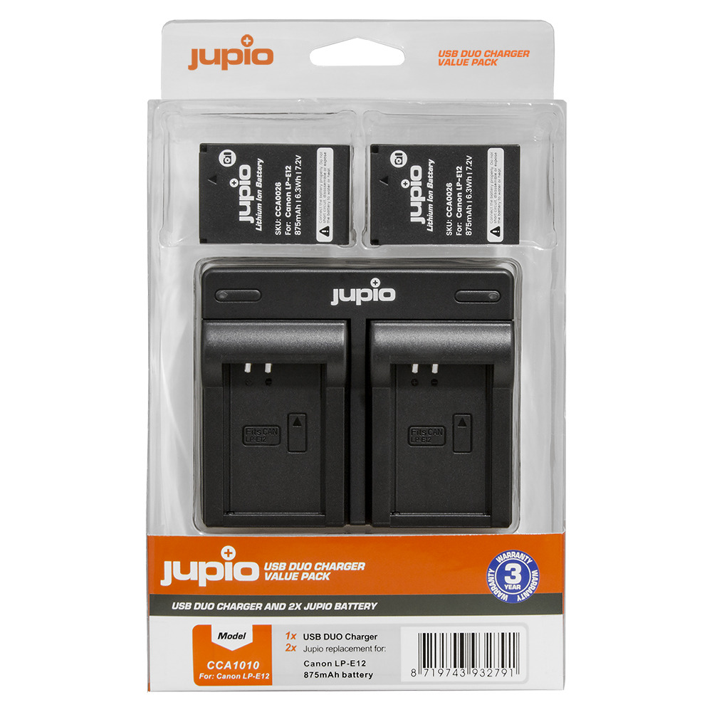 Jupio Value Pack: 2x Battery LP-E12  plus USB Dual Charger