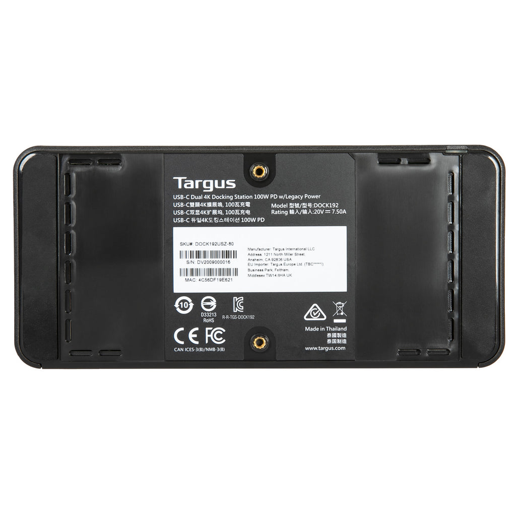 Targus DOCK182AUZ USB-C Universal Dual Video 4K Docking Station with 100W PD