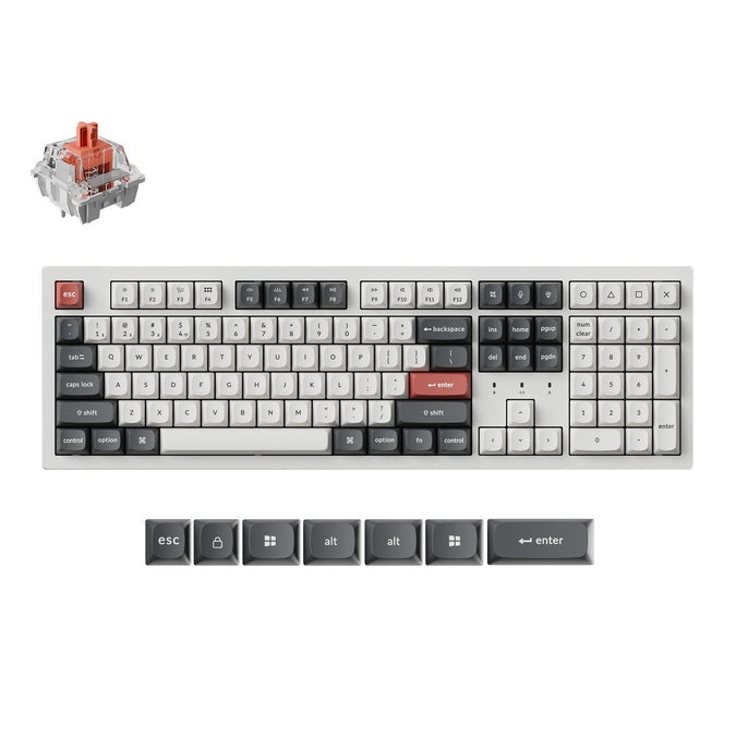 Keychron K10 Ultra Full Size 8K Wireless Keyboard (White) (Silent Red Switch)