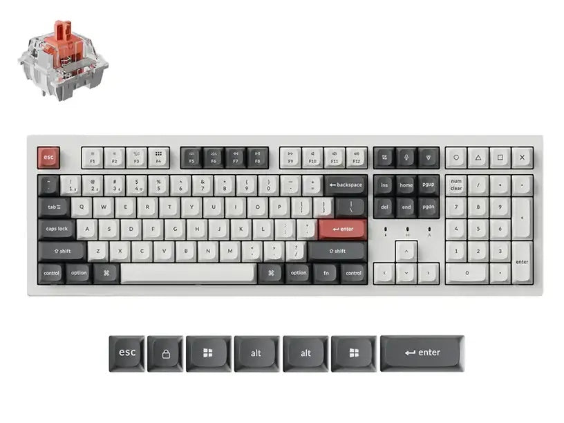Keychron K10 Ultra Full Size 8K Wireless Keyboard (White) (Silent Red Switch)