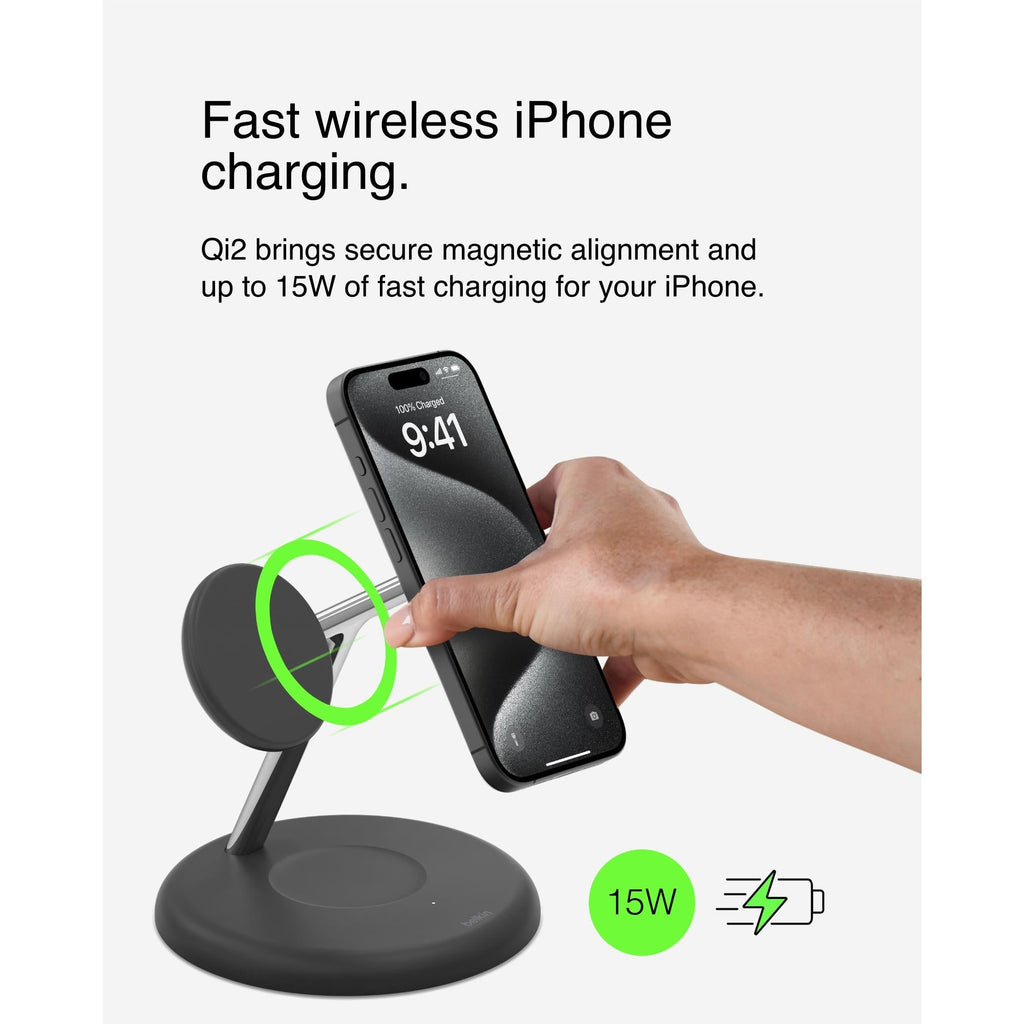 Open Box Belkin BoostCharge Pro 3-in-1 Magnetic Wireless Charging Stand with Qi2 15w