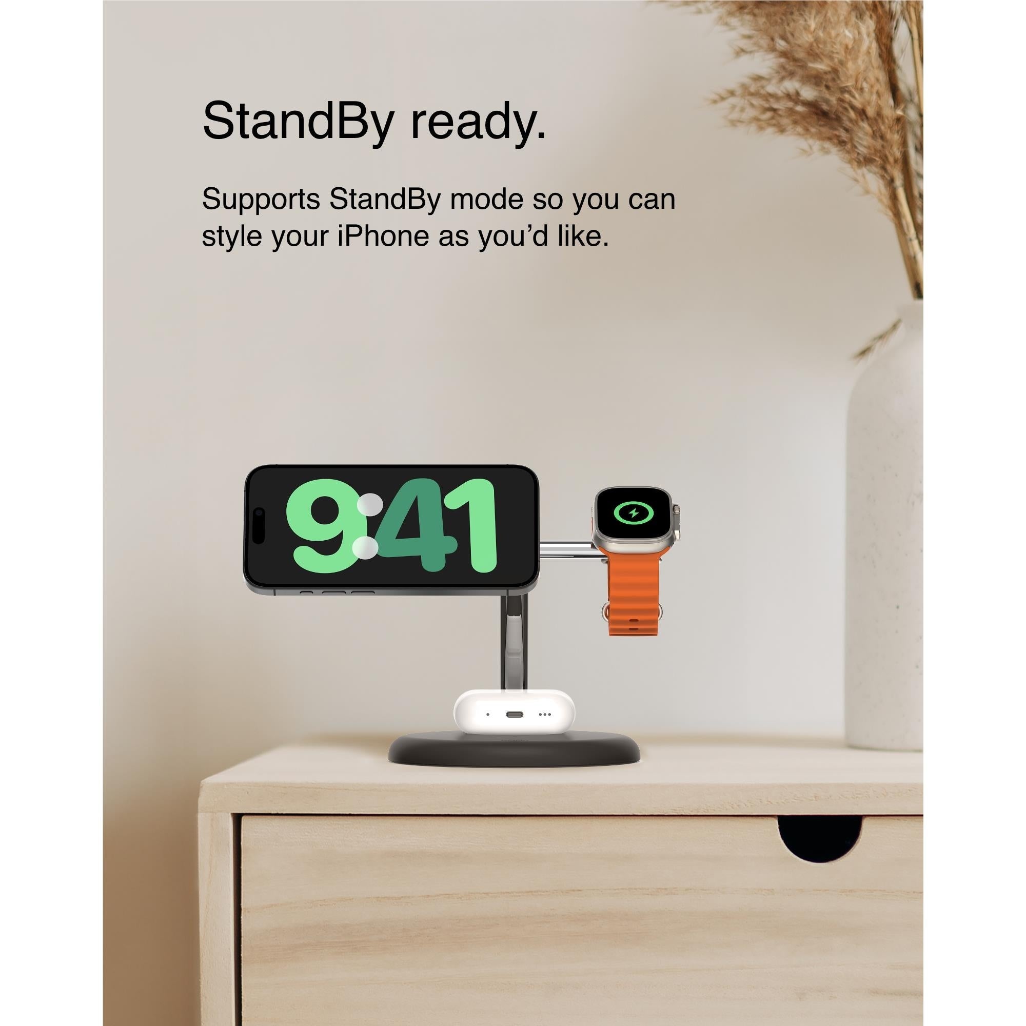 Open Box Belkin BoostCharge Pro 3-in-1 Magnetic Wireless Charging Stand with Qi2 15w