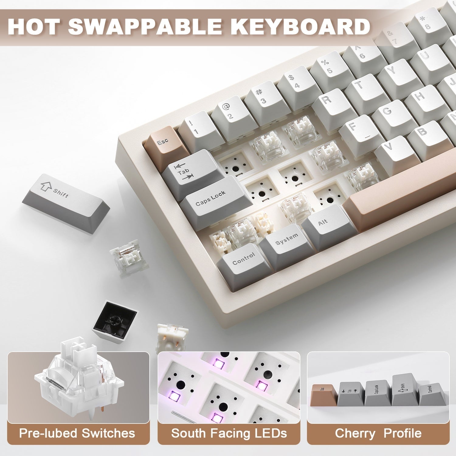 YUNZII IF68 QMK/VIA Wireless Mechanical Keyboard (Black) (Candy Linear Switch)