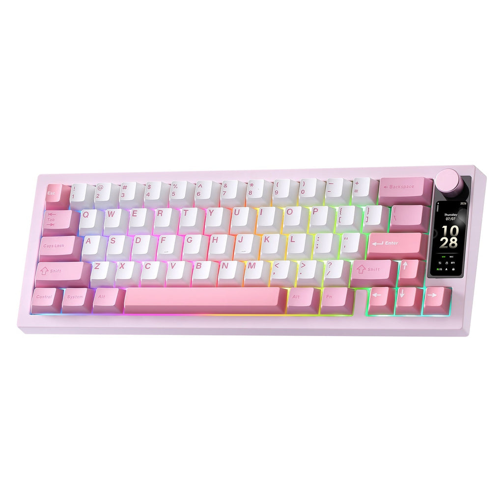 YUNZII IF68 QMK/VIA Wireless Mechanical Keyboard (Pink) (Candy Linear Switch)