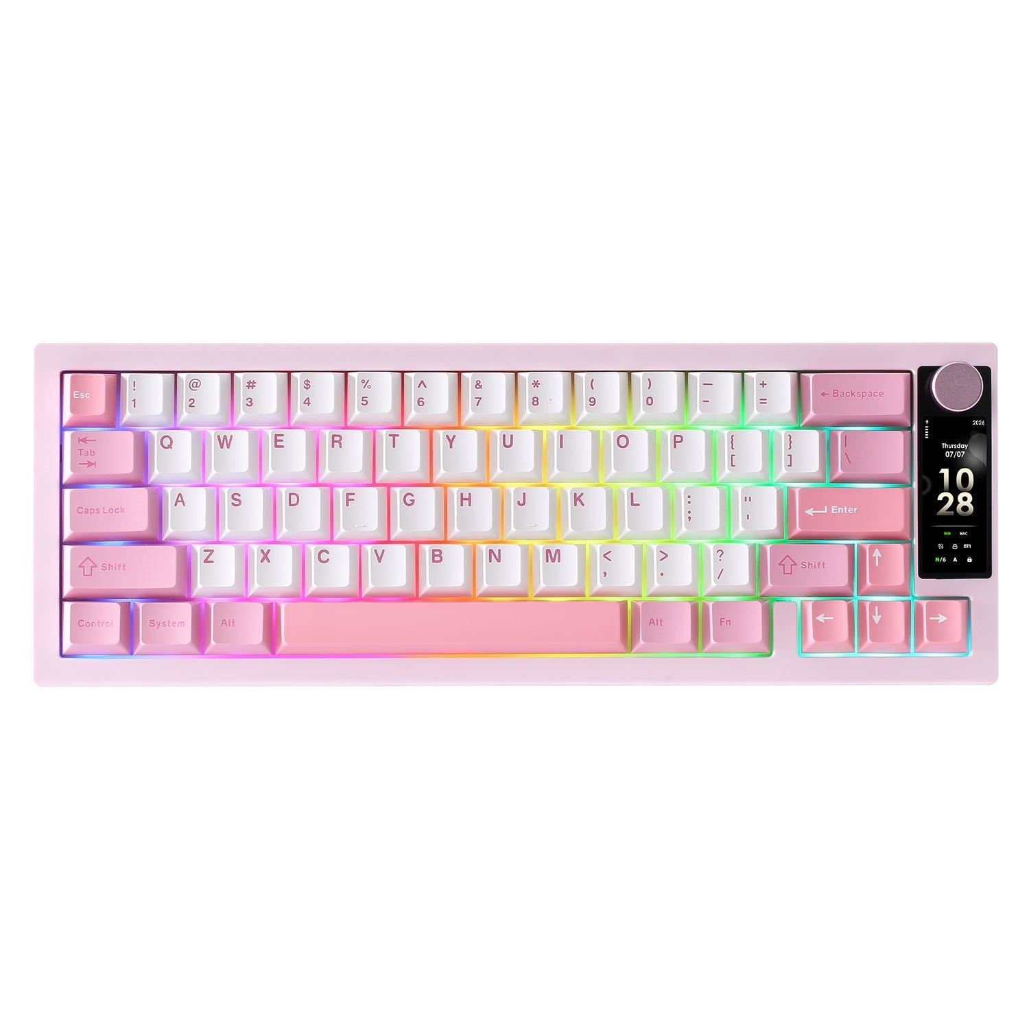 YUNZII IF68 QMK/VIA Wireless Mechanical Keyboard (Pink) (Candy Linear Switch)