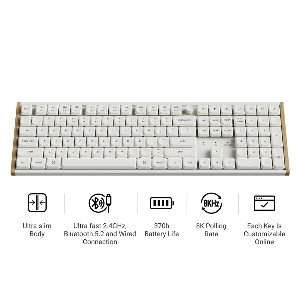 Keychron K5 Ultra 8K Wireless Keyboard (White) (Milk POM Silent Red Switch)