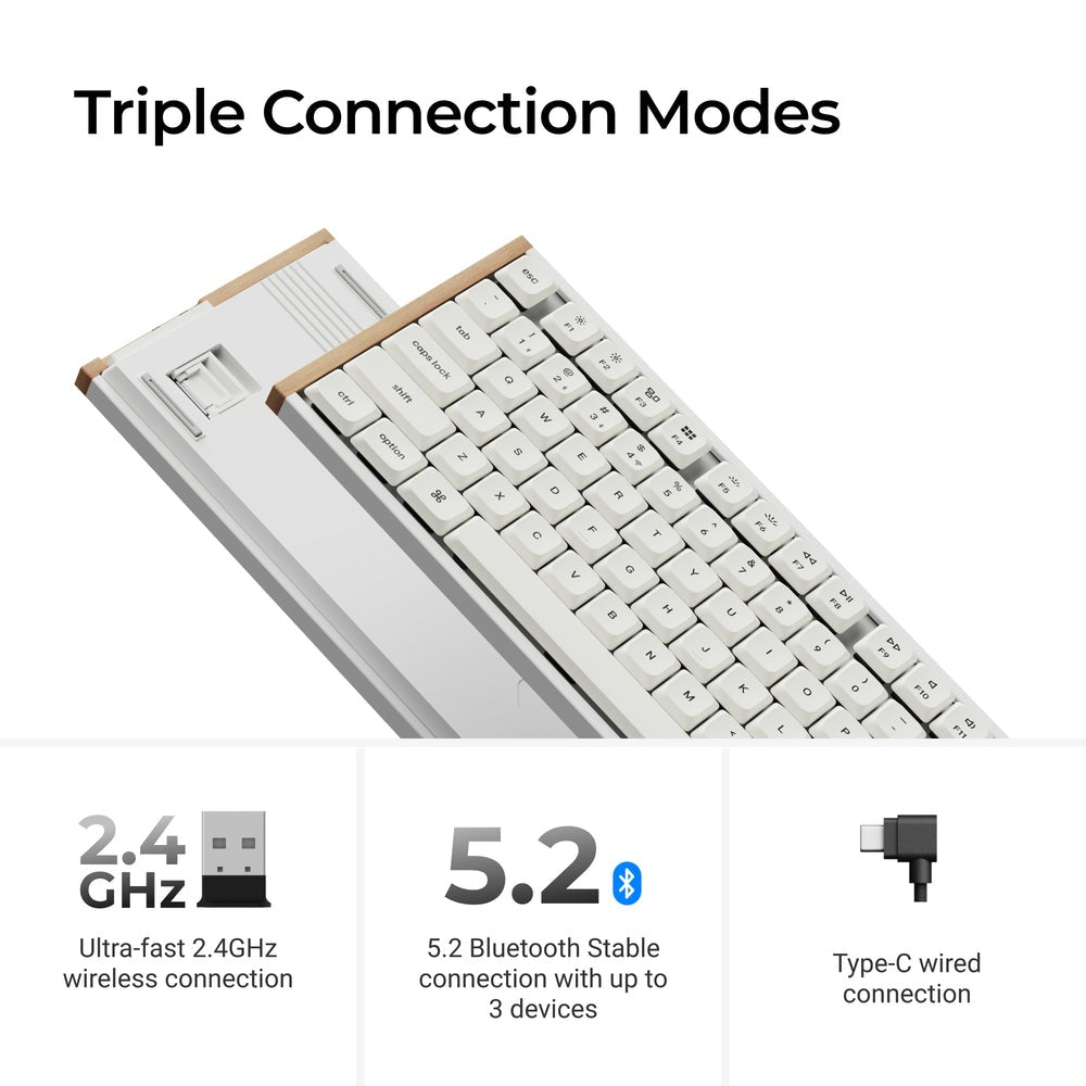 Keychron K5 Ultra 8K Wireless Keyboard (White) (Milk POM Silent Red Switch)