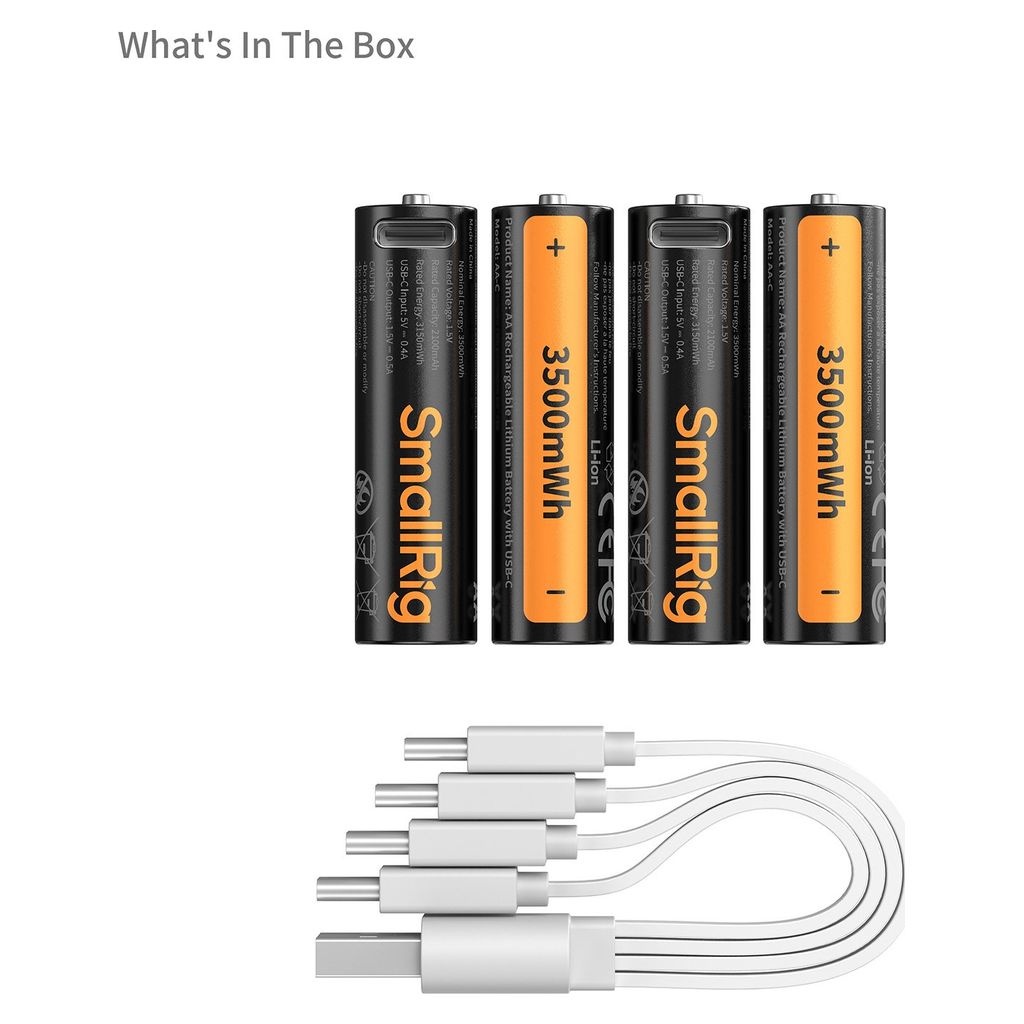 SmallRig AA Rechargeable Lithium Battery with USB-C 5768