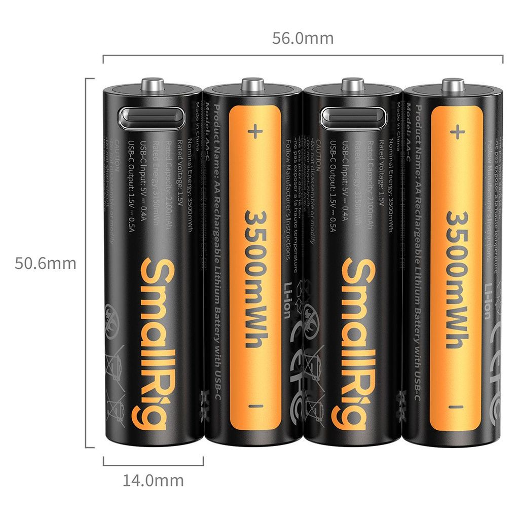 SmallRig AA Rechargeable Lithium Battery with USB-C 5768