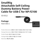 SmallRig Dummy Battery Power Cable for USB-C for NP-FZ100 6412