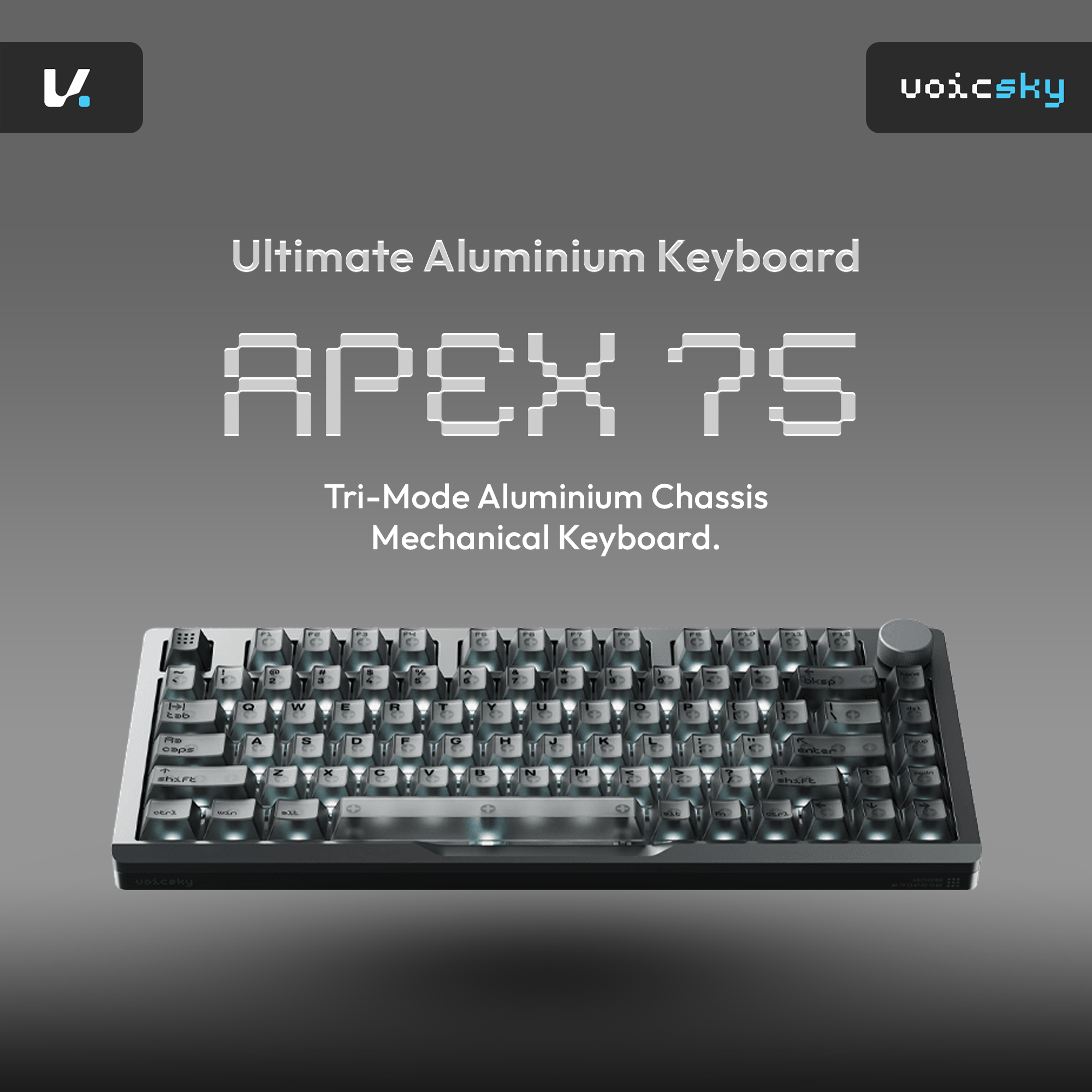 VOICSKY APEX 75 Wireless Anodized Aluminium Keyboard (Dark) (Tone Linear Switch)