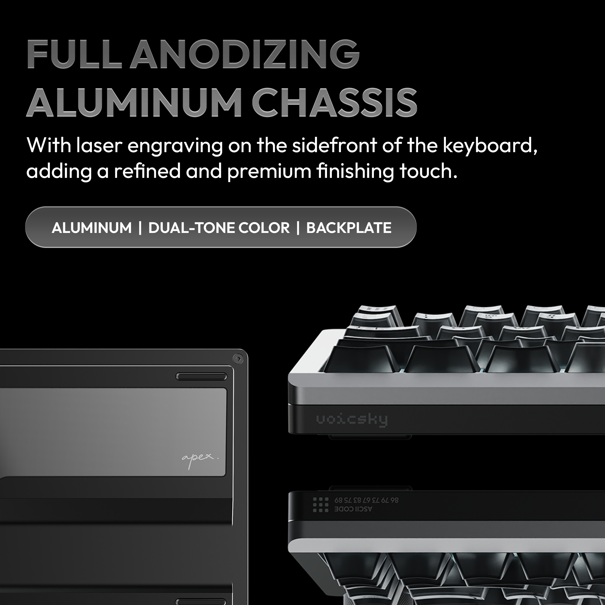 VOICSKY APEX 75 Wireless Anodized Aluminium Keyboard (Dark) (Tone Linear Switch)
