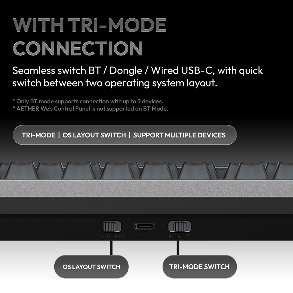 VOICSKY APEX 75 Wireless Anodized Aluminium Keyboard (Dark) (Tone Linear Switch)