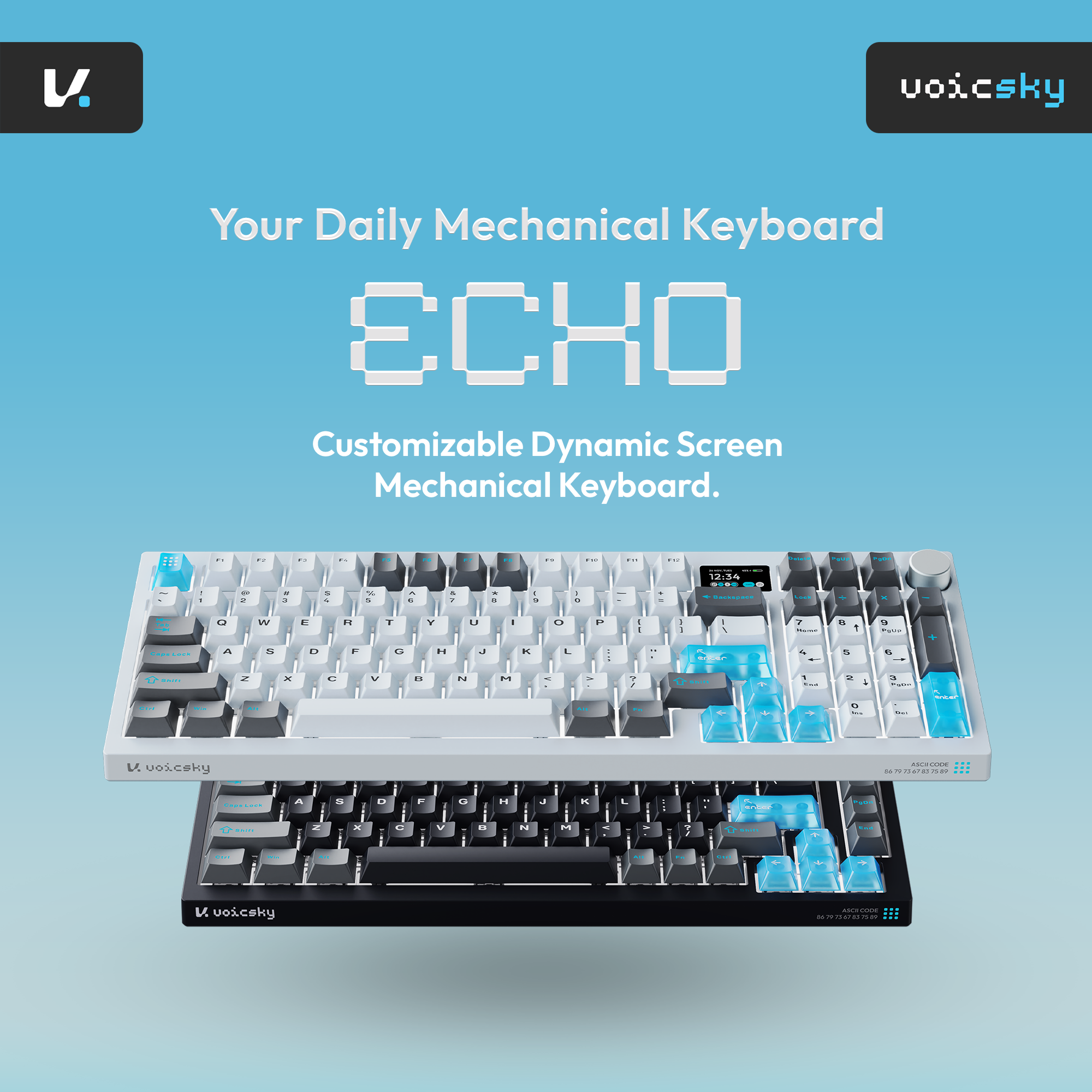 VOICSKY ECHO 96 Wireless Keyboard w/ Dynamic Screen (Dark) (Tone Linear Switch)
