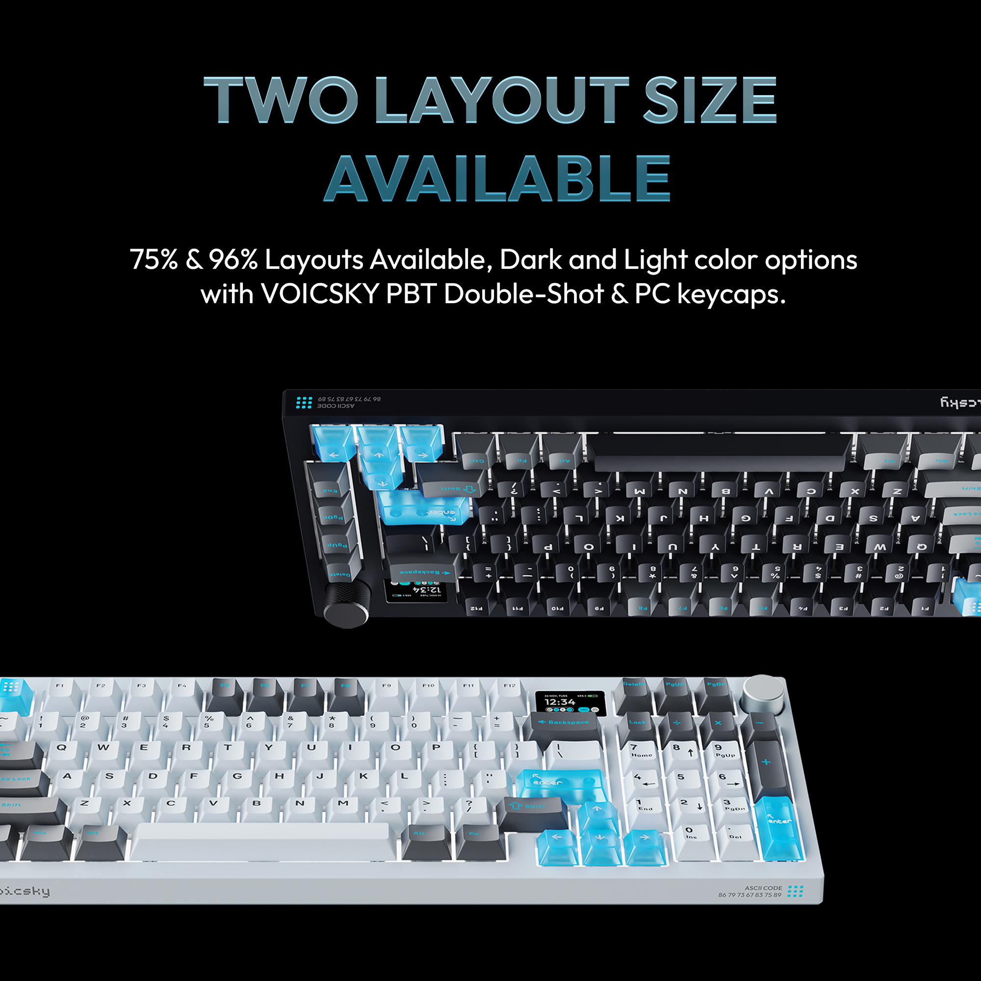 VOICSKY ECHO 96 Wireless Keyboard w/ Dynamic Screen (Light) (Tone Linear Switch)