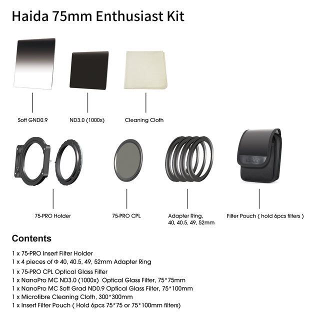 Haida Enthusiast Filter Kit 75PRO - 3 Nano Filters