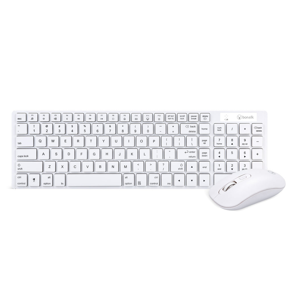 Bonelk KM-322 Slim Wireless Keyboard and Mouse Combo (White)