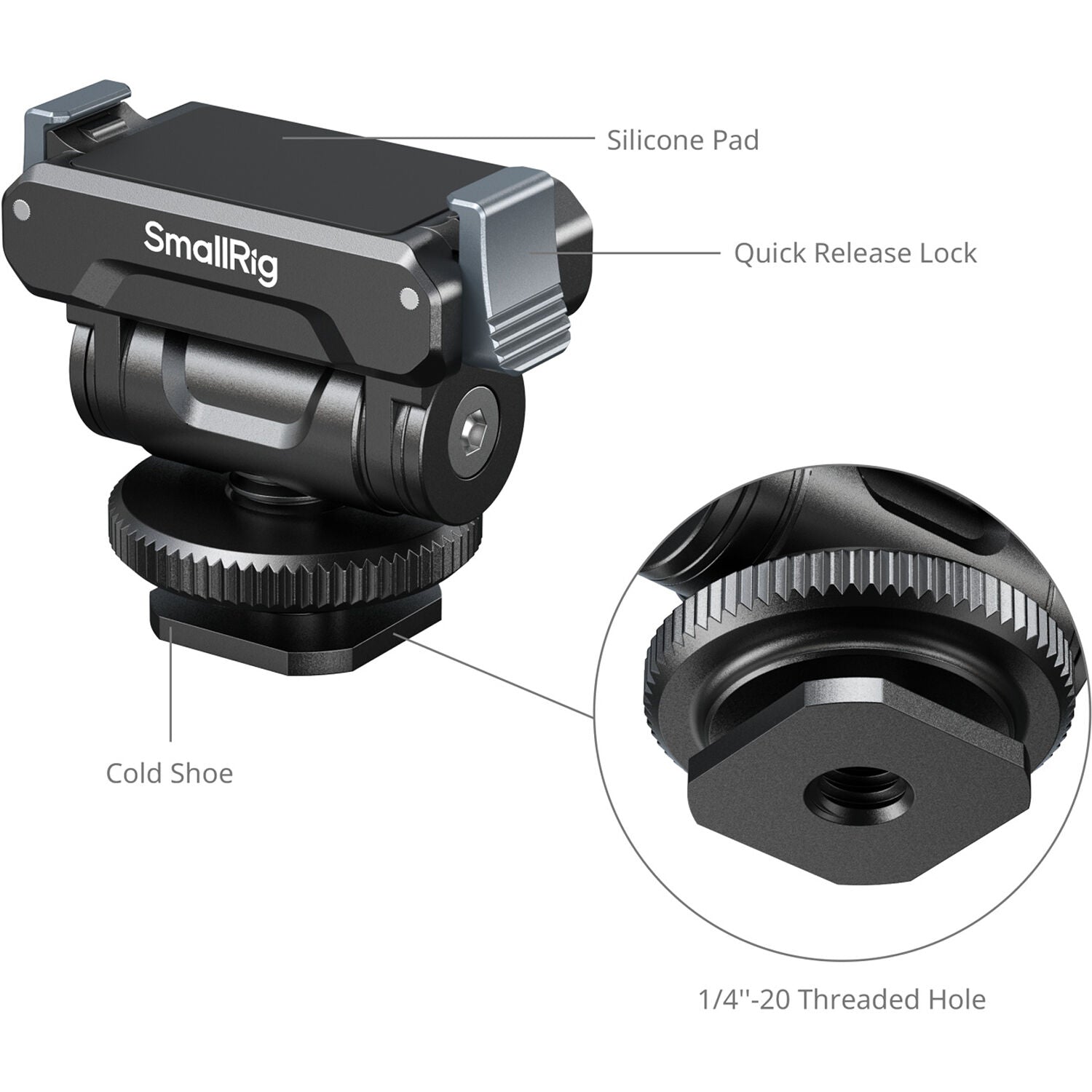 SmallRig Quick Release Support for DJI Osmo360 / Action 5 Pro / 4 / 3 with Cold Shoe Adapter