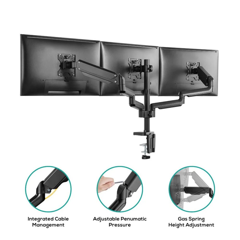 mbeat actiVIVA ErgoLife Triple Monitor Screen Gas Spring Monitor Arm