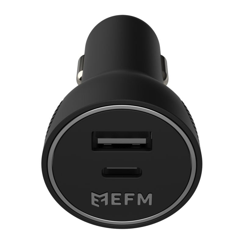 EFM 30W Dual Port Car Charger with Power Delivery and PPS (Black)