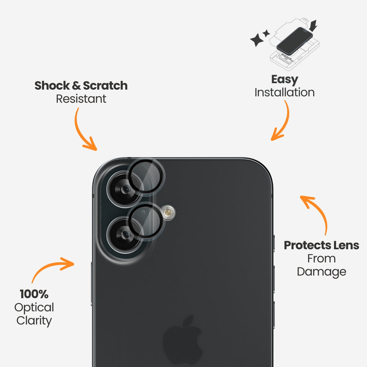  EFM Camera Lens Protector Armour suits for iPhone 16 and 16 Plus (Clear)