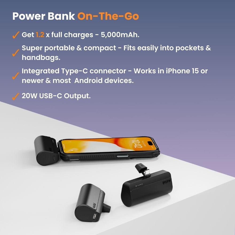 EFM Power On-The-Go 5K mAh Power Bank (Black) 