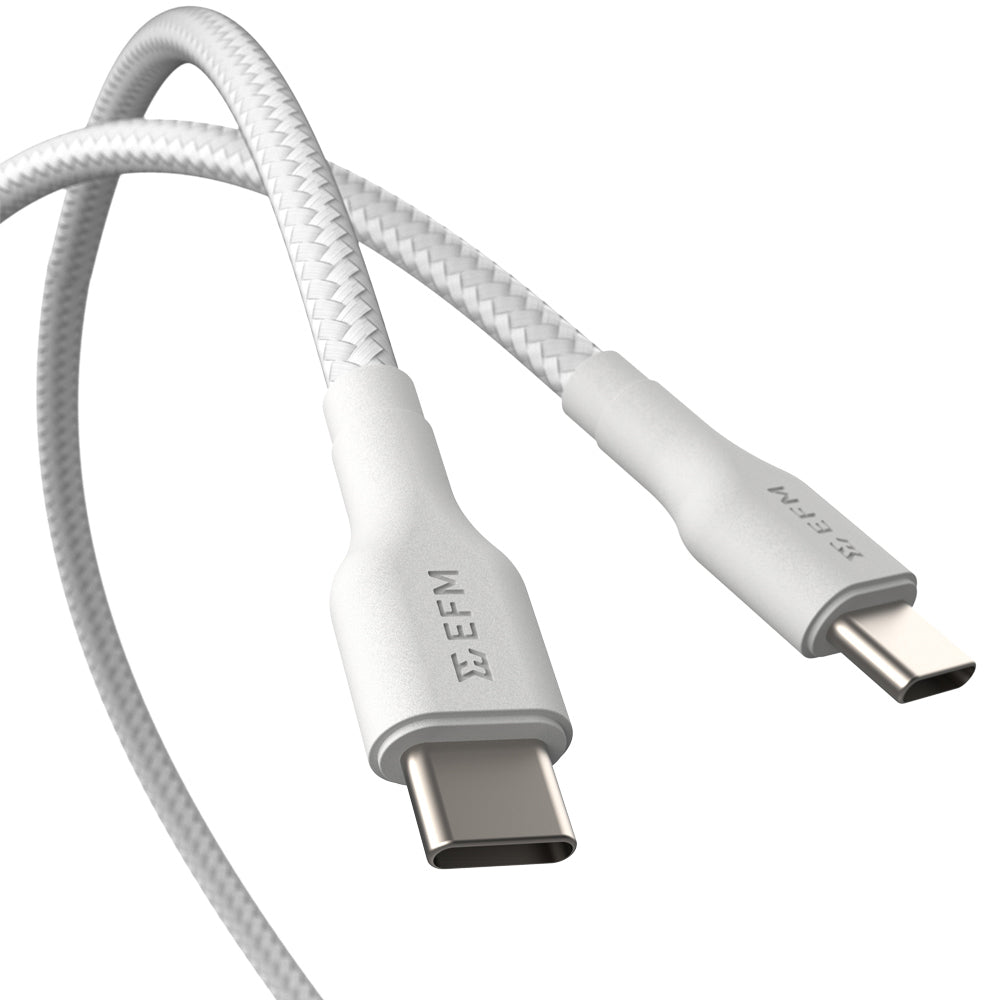 EFM Type-C to Type-C Braided Power and Data 1M Cable (White)
