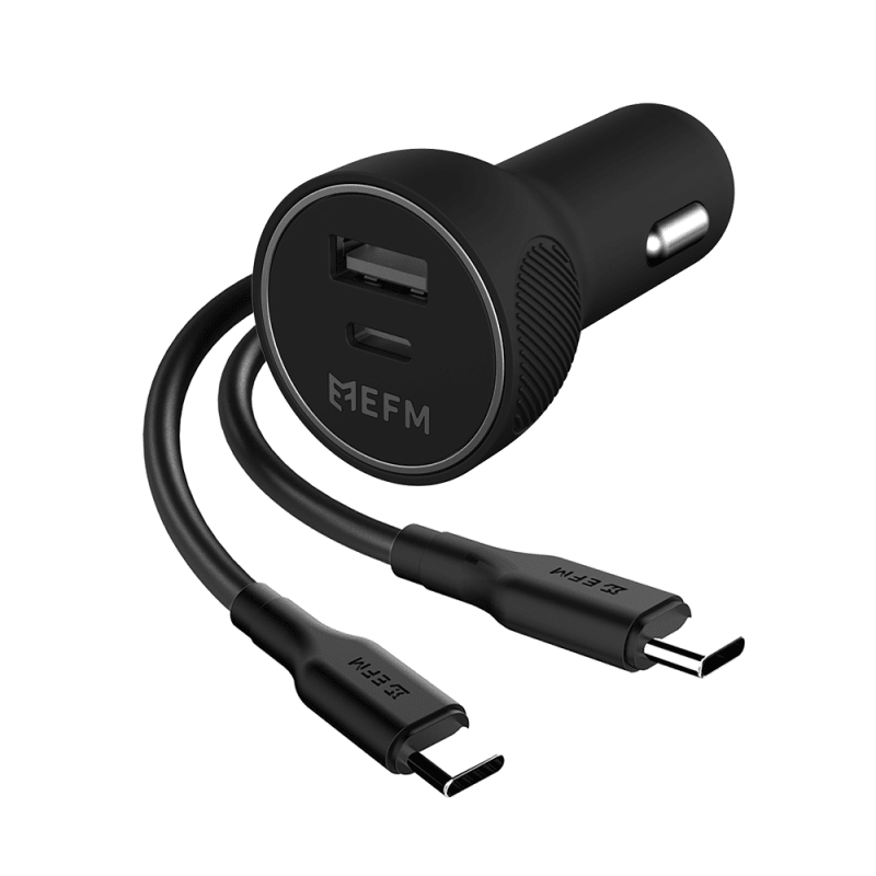 EFM 57W Dual Port Car Charger with Type C to Type C Cable - EFPC57U932BLA