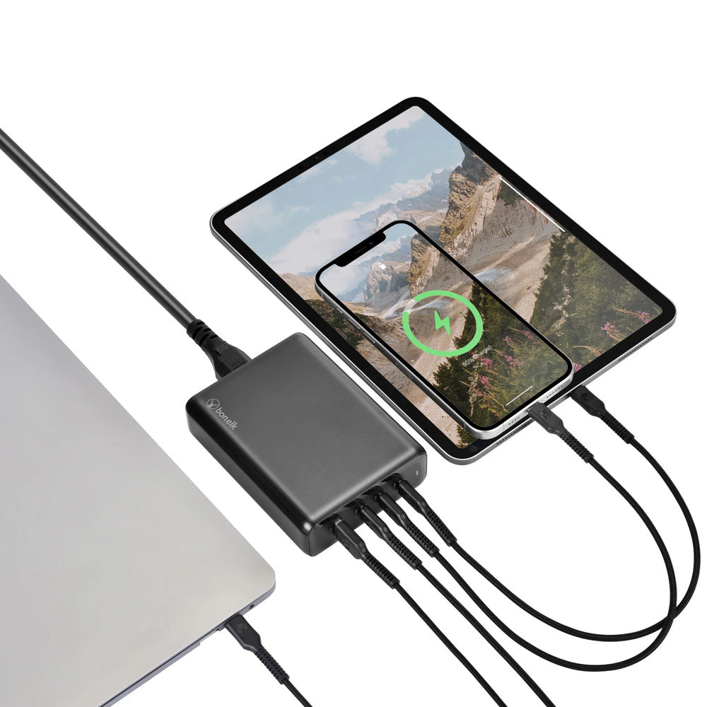Bonelk 240W Multi-Port Desktop Charger 3 x USB-C 1 x USB-A (Black)