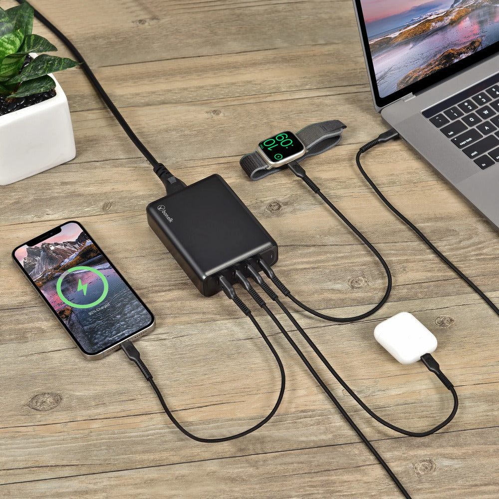 Bonelk 240W Multi-Port Desktop Charger 3 x USB-C 1 x USB-A (Black)