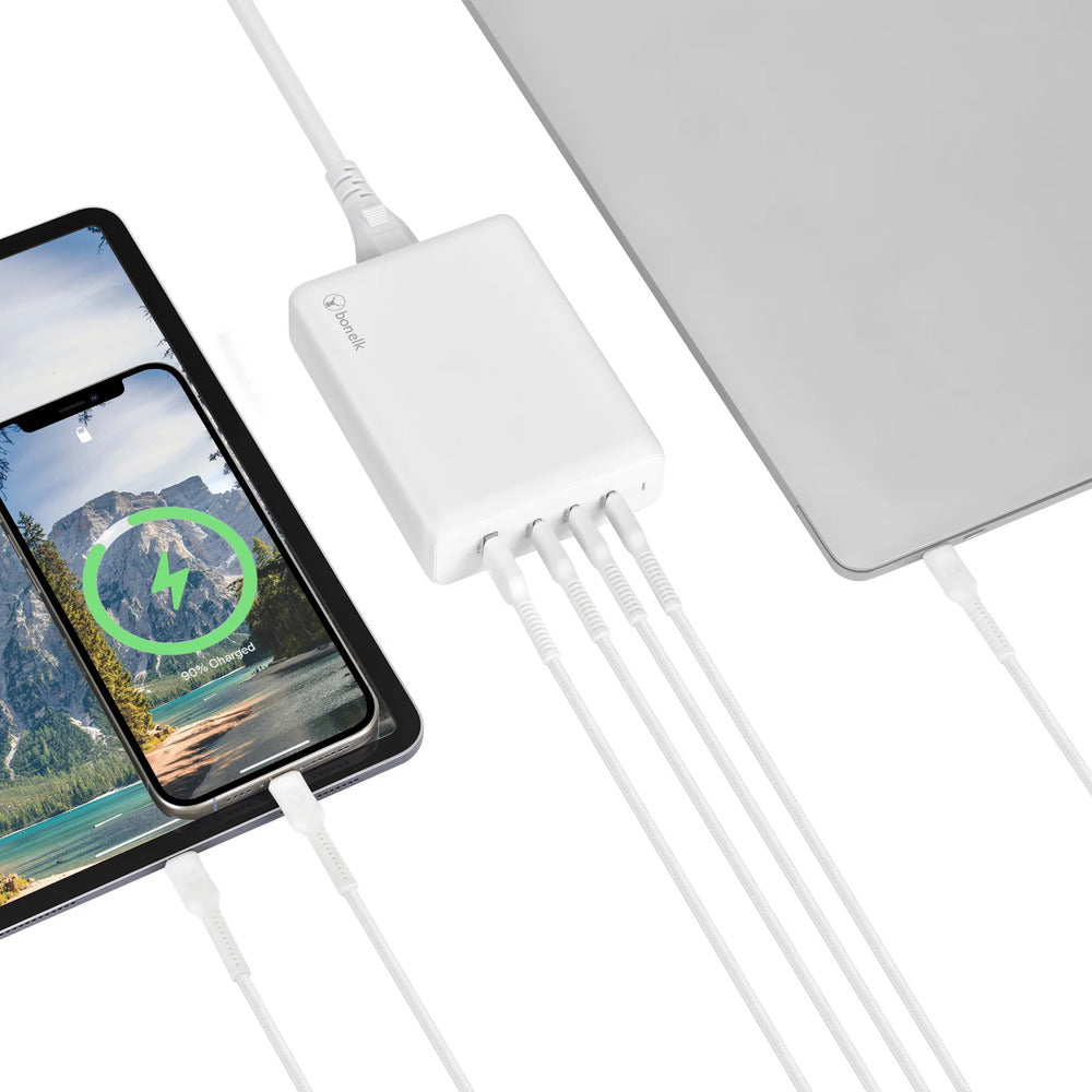 Bonelk 240W Multi-Port Desktop Charger 3 x USB-C 1 x USB-A (White)