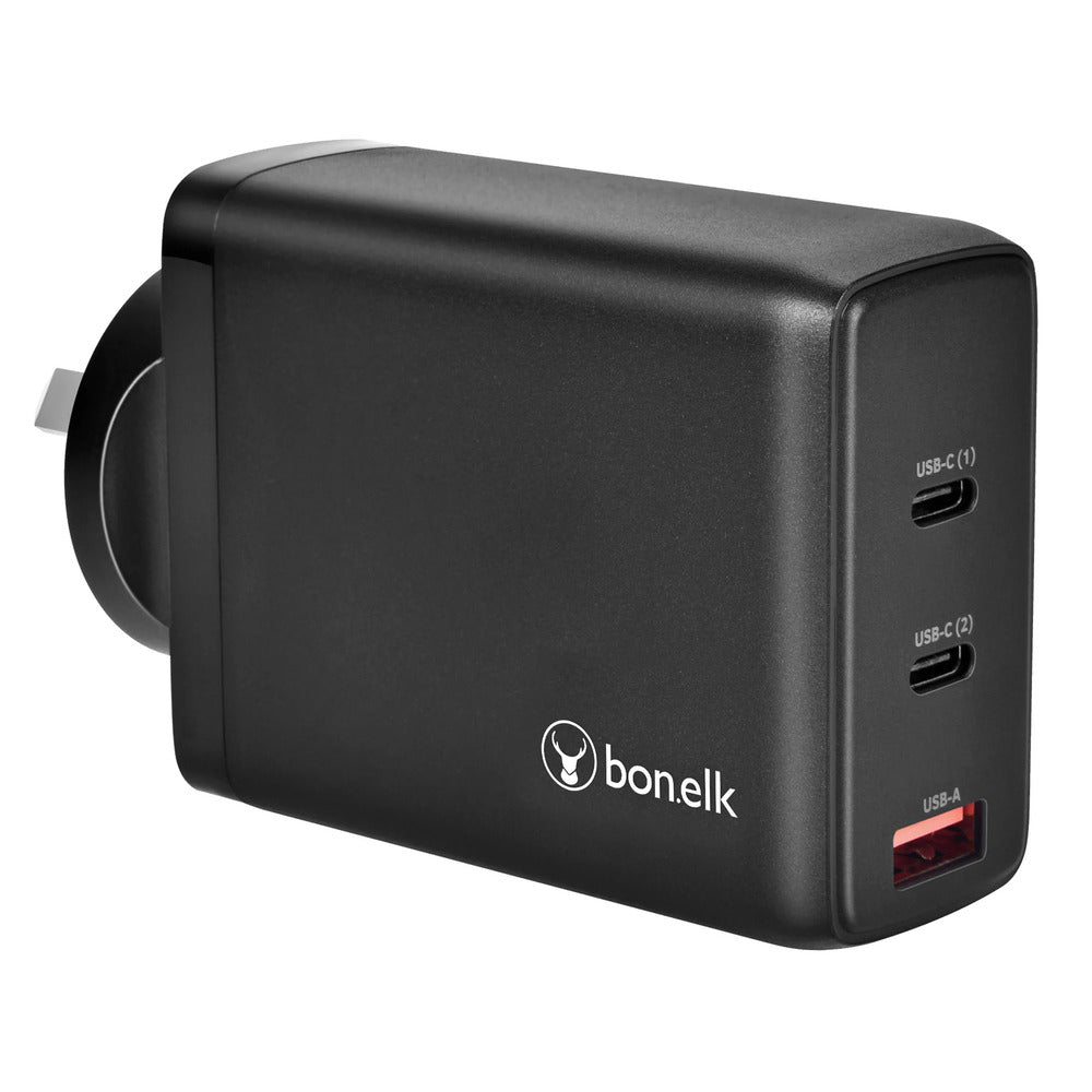 Bonelk 100W PD GaN Wall Charger 2 x USB-C 1 x USB-A (Black)