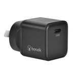 Bonelk 20W PD USB-C GaN Wall Charger with Easy Grip Cable (Black) 