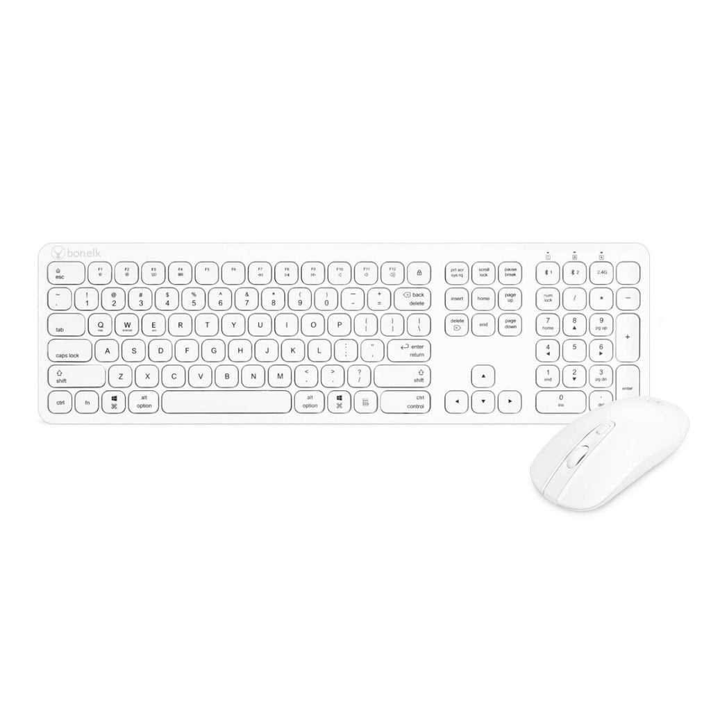  Bonelk Slim Bluetooth/RF Keyboard and Mouse Combo, KM-447 White