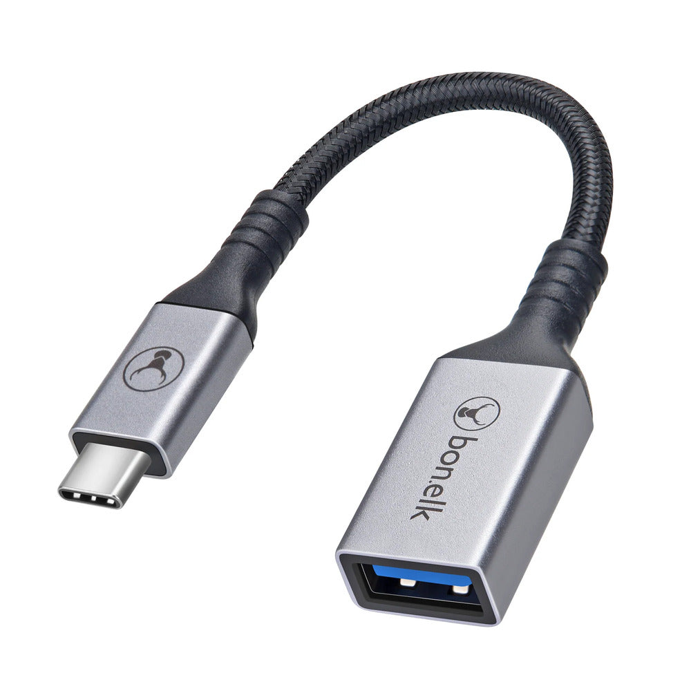 Bonelk 15cm Long-Life USB-C to USB-A Adapter (Space Grey)