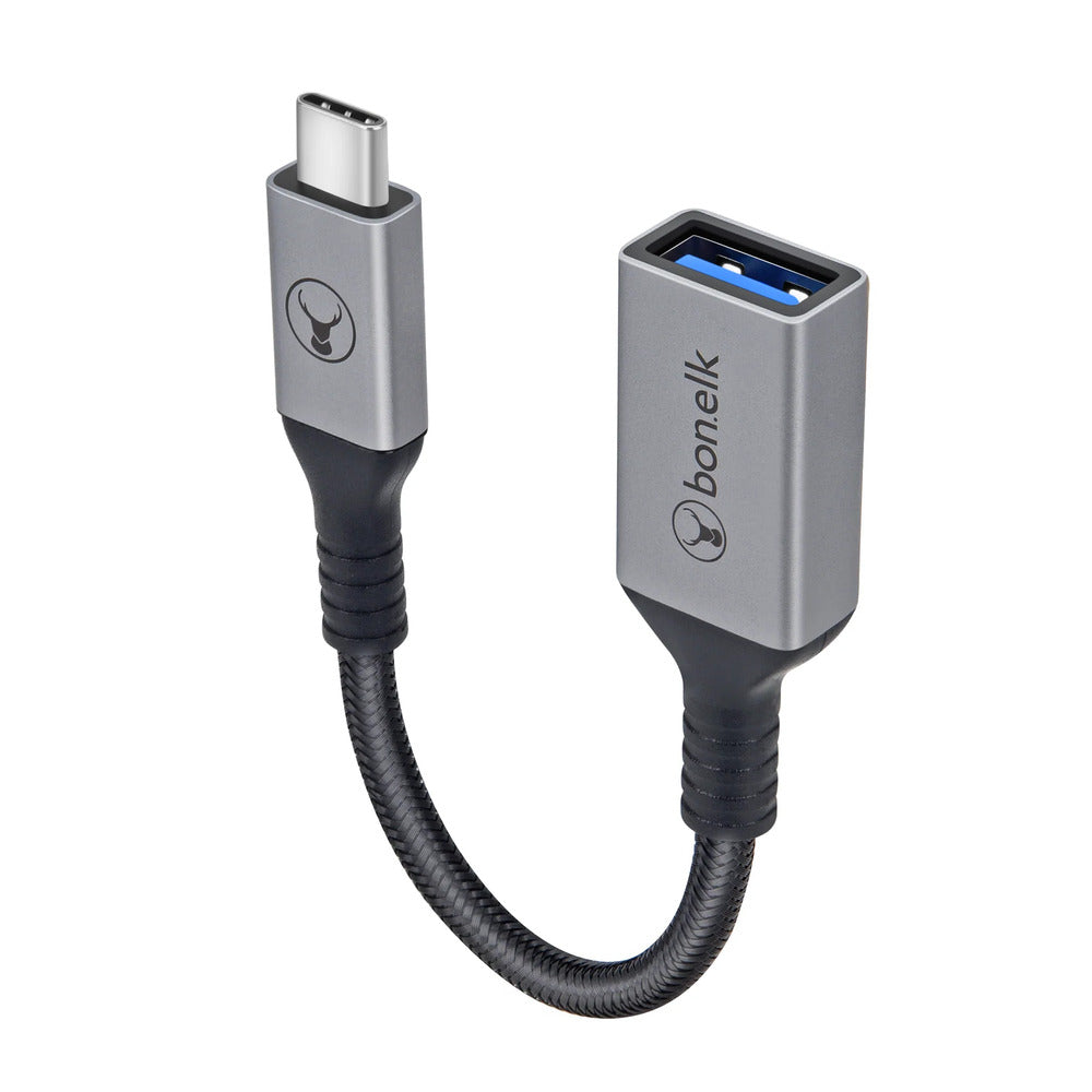 Bonelk 15cm Long-Life USB-C to USB-A Adapter (Space Grey)