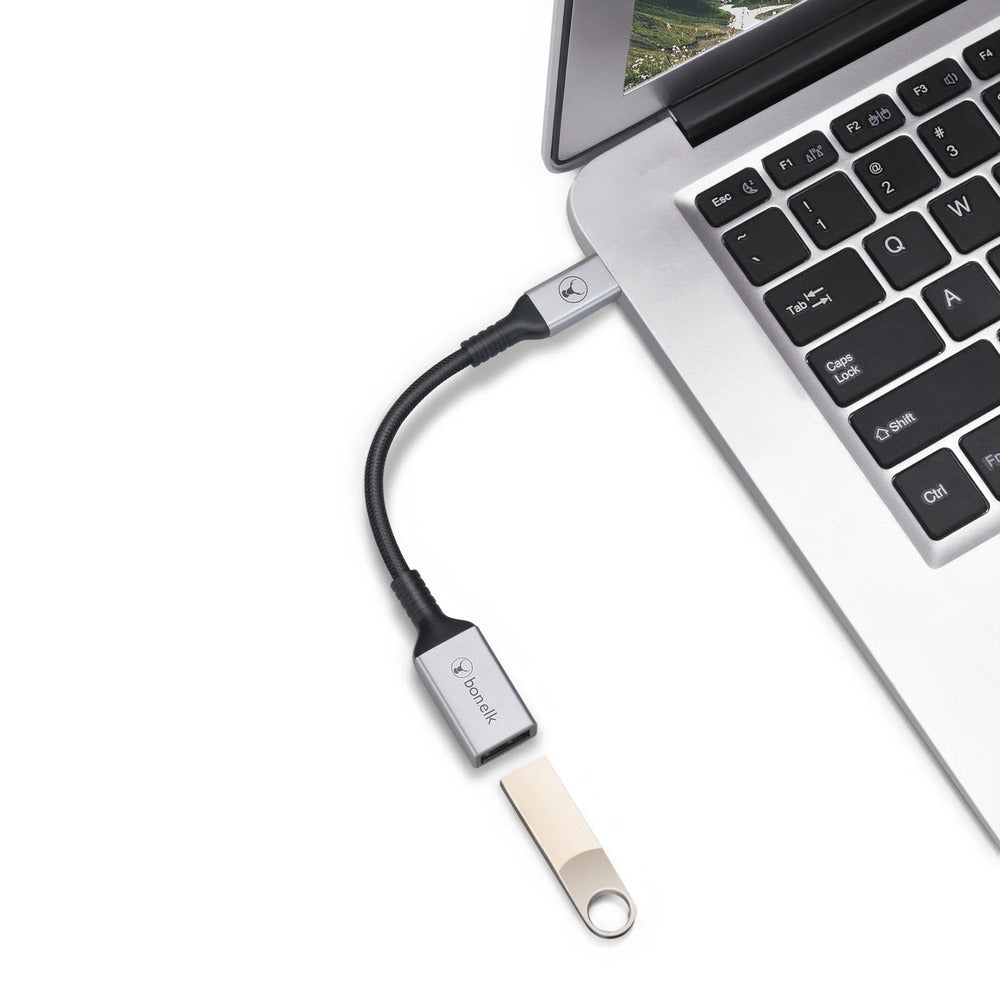 Bonelk 15cm Long-Life USB-C to USB-A Adapter (Space Grey)