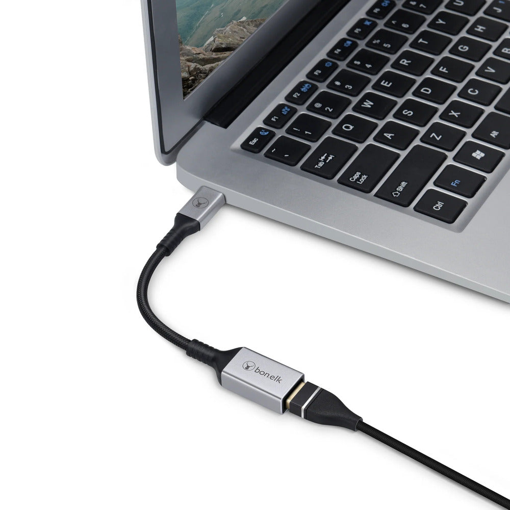 Bonelk 15cm Long-Life USB-C to USB-A Adapter (Space Grey)