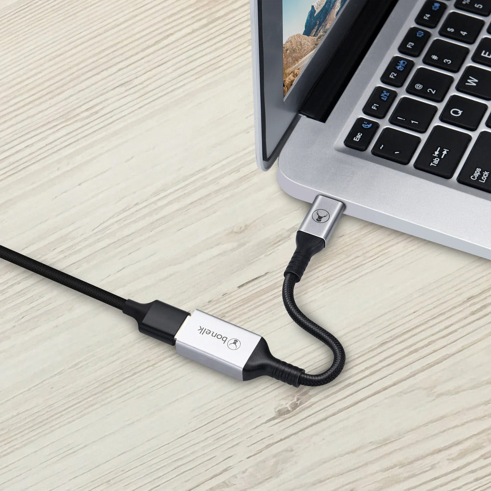 Bonelk 15cm Long-Life USB-C to USB-A Adapter (Space Grey)