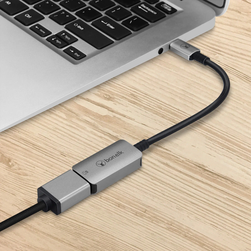 Bonelk 15cm Long-Life USB-C to 4K HDMI Adapter (Space Grey) 